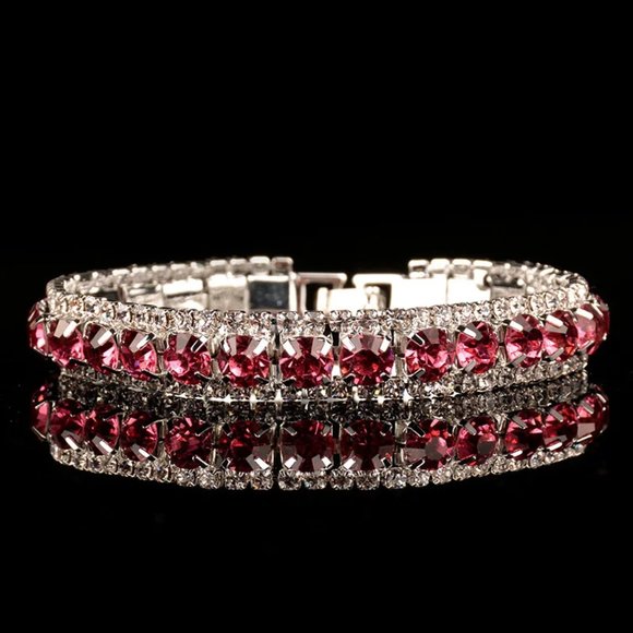 Pink / White Rhinestone Bracelet - Picture 5 of 6